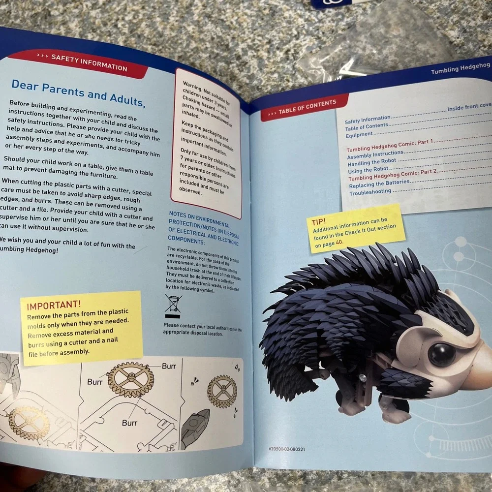 Thames & Kosmos My Robotic Pet Tumbling Hedgehog STEM Kit 620500 Ages 7+ 172 Pcs